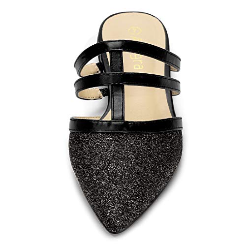 Allegra K Women's Glitter Pointed Toe Flat Mules3