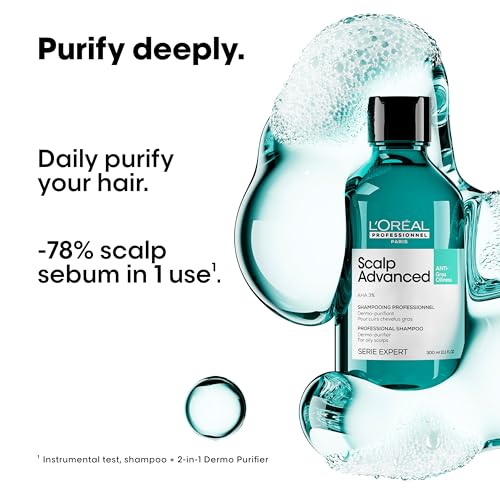 L'Oréal Professionnel Scalp Advanced Anti-Oiliness Dermo-Purifier Shampoo, For Oily, Greasy Hair, Serie Expert, 300ml - Image 3