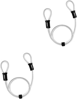 Housoutil 2pcs Disc Wire Bike Security Looped with Double Road Locks Anti- Duty Accessories Coated Steel End Long Mountain U- Safety Heavy Cable for U-Locks Braid Loop Padlock