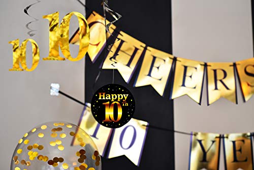10th Birthday and Anniversary Decorations Party Pack - Cheers to 10 Years Banner, Balloons, Swirls and Confetti Party Supplies - Image 5
