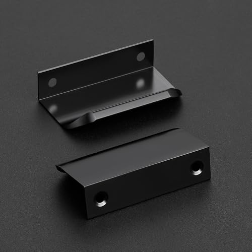 Image of Matte Black Cabinet Handles Finger Edge Pulls 3 Inch CC 6 Pack | Low-Profile Finger Grip, Cabinet Door Edge Mount, Smooth Handle Shape, 5.9 Inch (150mm), For Drawers, Cupboards, Kitchen