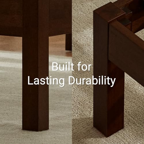 Image of LIFEMENT Full Bed Frame Classic Wood Platform, Noise Free, Under Bed Storage, No Box Spring Needed, Easy Assembly, Cherry