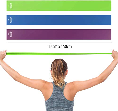 1,5 m Stretch Resistance Bands Set van 3 van CKB LTD - Natuurlijke Latex met 3 Niveaus Workout Weerstandsbanden Set voor Vrouwen Mannen Ideaal voor Pilates Rehab Mobiliteit Flex Kracht Oefening - Afbeelding 6