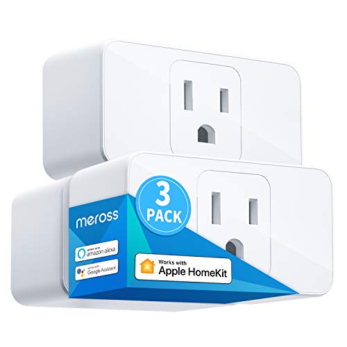 Meross Smart Plug Mini, 16A & Reliable WiFi, Support Apple HomeKit, Siri, Alexa, Echo, Google Assistant, Nest Hub, and SmartThings, App Control, Timer, No Hub Needed, 3 Pack