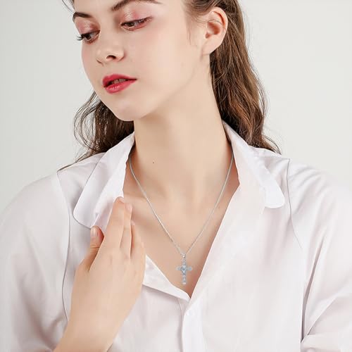 YAFEINI Religious Protection Amulet Necklace 925 Sterling Silver Saint Michael the Archangel Pendant Cross Necklace Saint Christopher Jewelry Saint Michael Gifts for Men Women4