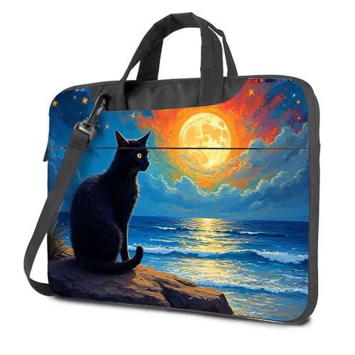 Sac à dos ordinateur 14 pouces chat noir résistant taille 29x38cm