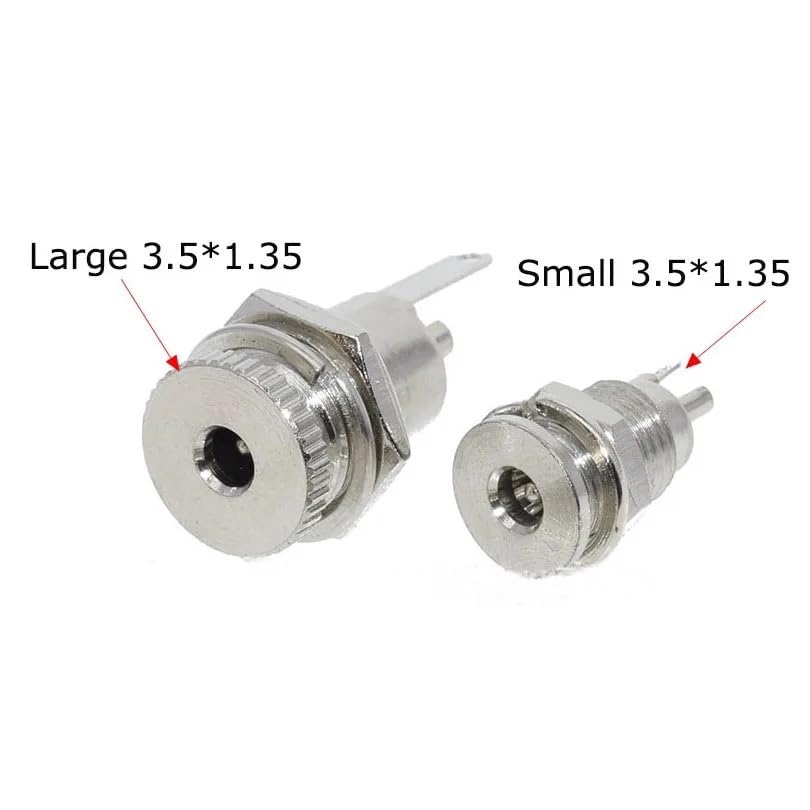 Jack di alimentazione CC, 50 pezzi, 3,5 x 1,35 mm, presa jack di alimentazione CC, femmina per montaggio a pannello, connettori in metallo per audio auto, laptop, lettori MP3 (grande 3,5 x 1,35 mm)