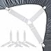 RayTour Bed Sheet Holder Straps, Adjustable Bed Sheet Fastener and 3 Way Mattress Cover Holder Fasteners The Triangle Bed Sheet Keeper with Heavy Duty Grippers Clips (Triangle White Set of 4)