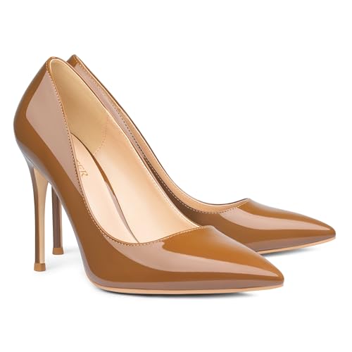 Image of COLETER Women's 4 Inch Pumps Pointy Toe Wedding Dress Shoes Slip on Stiletto Pumps