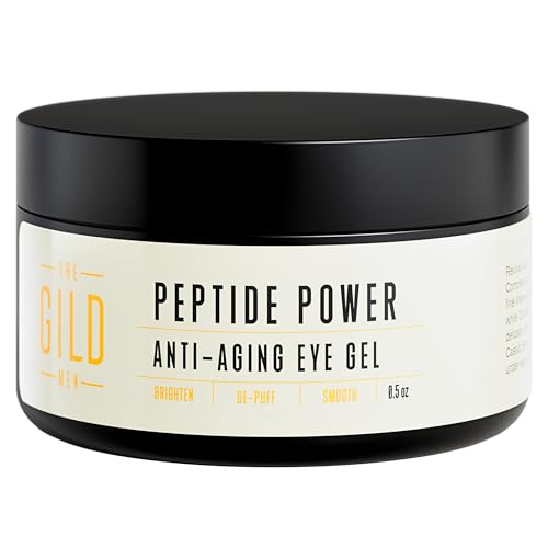 THE GILD MEN Peptide Power Anti-Aging Eye Gel For Men with Peptide Complex - Daily Wrinkle Creamy Gel - Line Smoothing For Wrinkles, Dark Circles & Puffiness 0.5oz