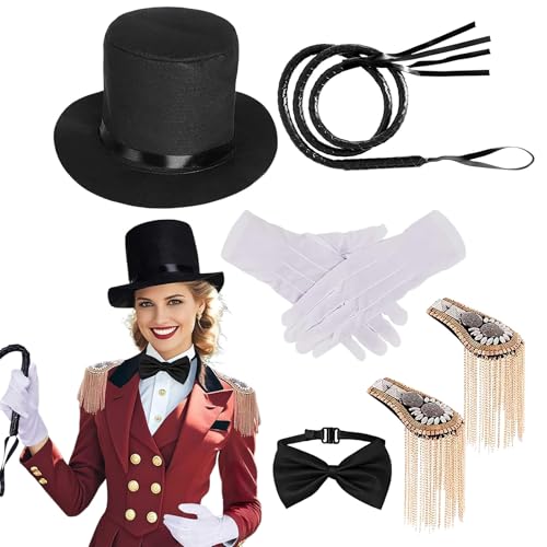 Costume de fête à thème : chapeau haut-de-forme et gants pour soirée costumée