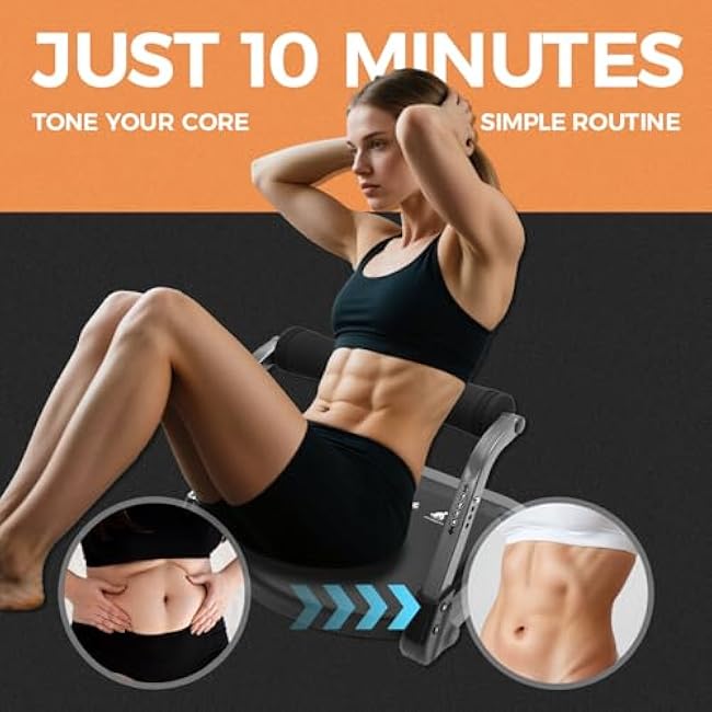 AIRHOP Ab Machine for Stomach Workout, Abs Workout Equipment for Sit Up Exercise, 4-Speed Adjustable Ab Trainer Machine with Automatic Rebound, Home Gym Abdominal Exercise Equipment for All Ages