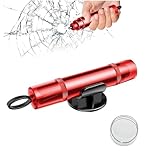 Safe pro x Auto 2-in-1 Gurtschneider & Nothammer | Professioneller Fensterbrecher mit Testglas | Notfallhammer für PKW & Busse | TÜV-geprüftes & Wasserunfälle Sicherheitswerkzeug Set,Rot-1 Stück