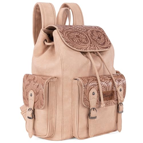 Wrangler Backpack Purse for Women Men Floral Tooled Designer Travel Bags WG12-9110BTN