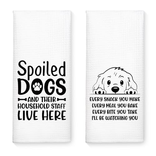 WUUCK00 2pcs Spoiled Dogs Live Here Funny Kitchen Towel, Cute
