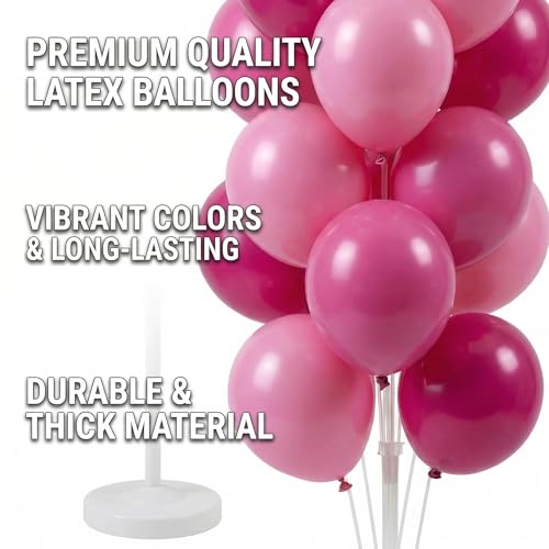 Image of HIINS 2 Set Pink Balloon Tower Stand,5FT with Water Fillable Base for Party