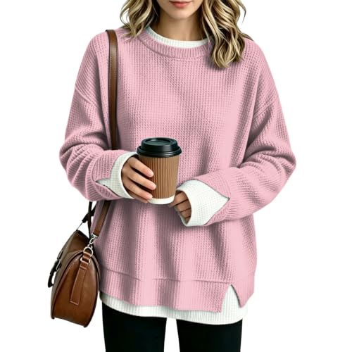 Oversized Mock Neck Sweatshirt Women Waffle Long Sleeve Sweatshirts Fall - image 2