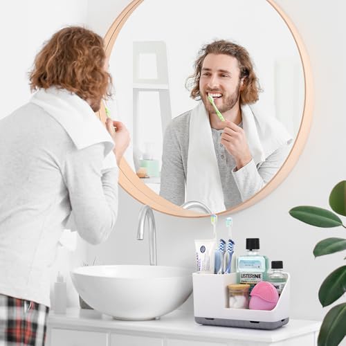 PARKMANI Toothbrush Holders for Bathroom Countertop, Kids Electric Toothbrush and Toothpaste Holder, Bathroom Accessories Vanity Organizer, Bathroom Organizers And Storage (Grey) - Cosy Home Interiors PARKMANI Toothbrush Holders for Bathroom Countertop, Kids Electric Toothbrush and Toothpaste Holder, Bathroom Accessories Vanity Organizer, Bathroom Organizers And Storage (Grey) - Image 2