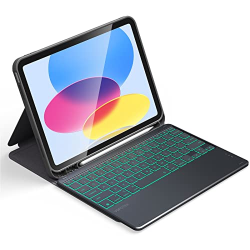 Vopotek Ipad 10Th Generation 2022 Keyboard Case, With Backlit Keys, Wireless Detachable Keyboard With Pencil Holder, Auto Sleep/Wake, Multi-Position Stand, Durable Folio Cover, K106 Black #TOP25
