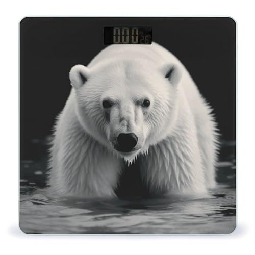 Báscula digital Polar Bear de vidrio templado para baño miniatura 1