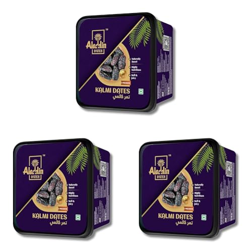Image of Aladdin Dates Kalmi Dates /Khajoor 400 Grams| IML Continer Packed| Rich in Fibre| Naturally Sweet |Naturally Low-Fat Food|Natural Sweetness (Pack of 3)