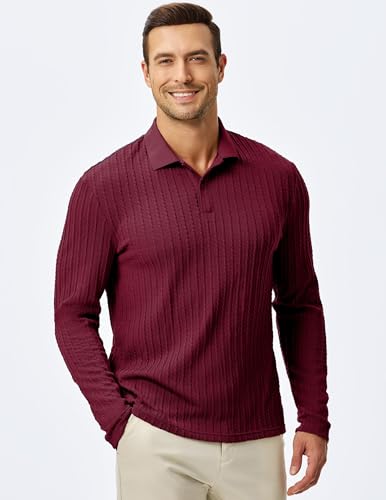 Image of JMIERR Mens Casual Polo Shirt Summer Short Sleeve Vacation Button Beach Knit Stretchy Golf Shirts