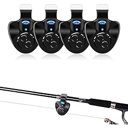 Caña Para Pesca Embarcado 4 alarmas electrónicas de picada de pesca con luz LED y alerta de sonido, indicador electrónico sensible de alarma de picada de pesca con clip en la caña de pescar