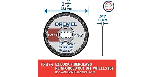 Dremel EZ476 1 1/2-Inch EZ Lock Rotary Tool Cut-Off Wheels for Plastic - 5 Pack