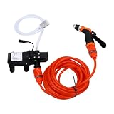 Luocute Portable Electric Pressure Washer Pump, 12V 100W Intelligent Car Washer Gun with 21.3 Feet PVC Hose for Vehicle Home Garden Cleaning