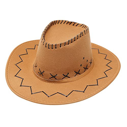 Sombreros de vaquero estilo occidental genéricos para hombres, sombreros Fedora de ala ancha para mujer, traje de vaquera, sombrero occidental, sombrero de montar el sol, marrón, Talla única