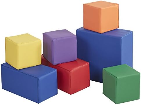 ECR4Kids SoftZone Big Foam Building Blocks, Soft Playset, Assorted, 7-Piece