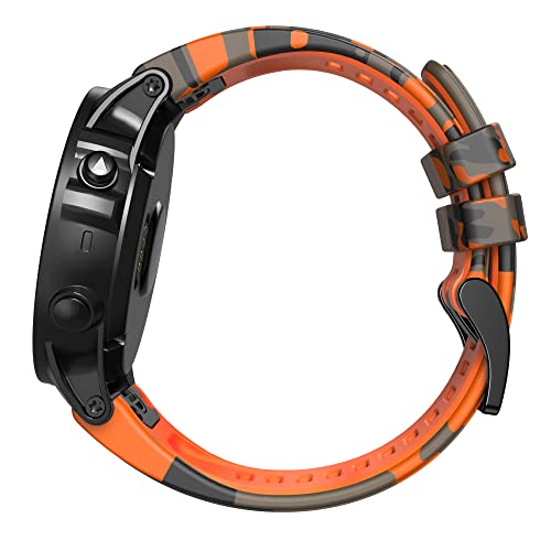 Fleshy Leaf 22mm Band Camouflage strap Compatible for Garmin Fenix 7,Fenix 6,Fenix 6 Pro,Fenix 5,Fenix 5 Plus,Approach S60 S62,Forerunner 935 945,Quick Release Strap Wristband (Camouflage Orange) - Image 2