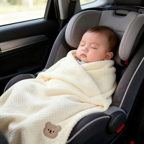 Image of CREVENT 30''X40'' Cute Cozy Fluffy Warm Baby Blanket for Girls Infants Toddlers' Bedding Crib Cot Stroller, Baby Shower Birthday Newborn's Gift Pink- Bear