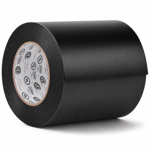 GGR Supplies EL7566-AW Professional Grade Black PVC Electrical Tape, 4 Inch x 66 Feet, 8 Mil, UL/CSA/CE Listed, 600V Flame-Retardant Tape for Wire Insulation, Splicing, Bundling and Maintenance