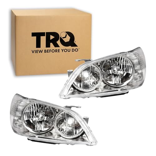 Image of TRQ 2 Piece Headlight Assembly Set Chrome Bezel Driver & Passenger Side Compatible with Lexus IS300 2001-2005 LX2502121 LX2503121 8111053040 8115053040