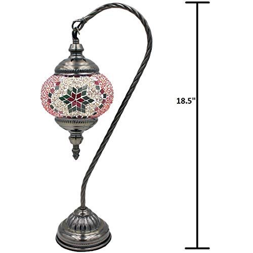 Silver Fever Handcrafted Mosaic Turkish Lamp Moroccan Glass Table Desk Bedside Light Bronze Base With E12 Bulb (Christmas Color Snowflakes Lattern) #TOP2