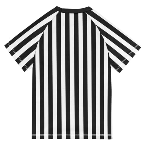 CaTaKu Black and White Striped Boys Rash Guard Swim Shirts Toddler Quick Dry UPF 50+ Rashguard Short Sleeve 3-12T2