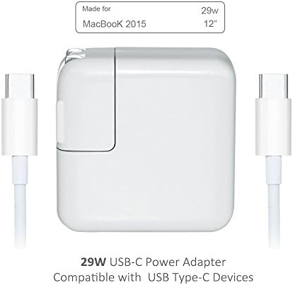 RAYDOSOM 29W USB-C Power Adapter Charger, Type C Power Supply with USB-C to USB-C Charge Cable for Apple MacBook 12 inch