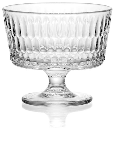 Red Co. Set of 6 Clear Glass 8 Fl Oz Footed Dessert Bowl Cups for Ice Cream, Parfait, Fruit Salad, or Pudding