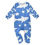 Wudan Fish Star Deep Blue Baby Boys Sleep'N Play Footies Cotton Girls Romper Babysuits Sleeper Pajamas Month Boy Clothes 24M