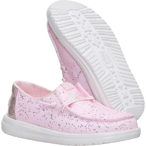 Image of HEYDUDE Girl's Toddler Wendy Sparkle Surprise | Slip On Shoe with Elastic Laces