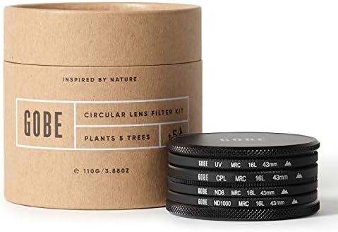 Gobe 43mm UV, Circular Polarizing (CPL), ND8, ND1000 Lens Filter Kit (2Peak)