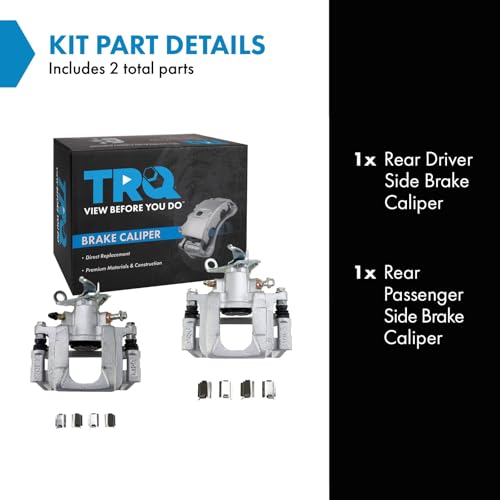 Image of TRQ Rear Brake Caliper Set Zinc Coated Brackets Hardware Compatible with 2009-2013 Dodge Journey