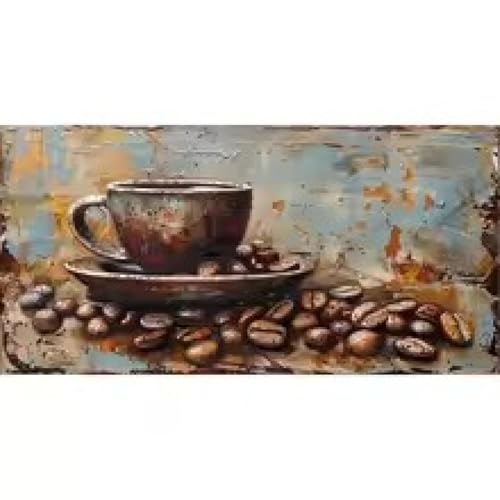 Tableau vintage grain de café avec cadre au collage texturé chic - 2