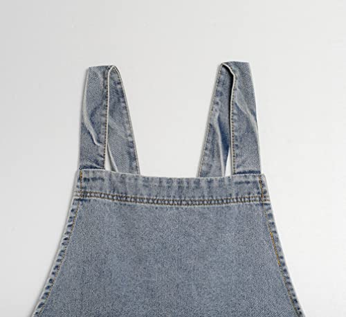 Denim Cotton Canvas Cross Back Aprons Solid Color Shop Kitchen Garden Square Smock For Women Girls With Pockets (Denim Lightblue, 41Wx 33L) #TOP5