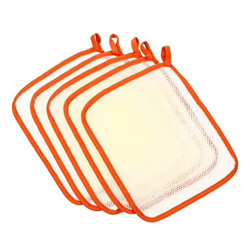 Housoutil 5 Pièces carré de Mousse Double Couche Serviette exfoliante Corps luffa Chiffon exfoliant lingettes exfoliantes Propre Serviette de Bain Serviette en Bambou