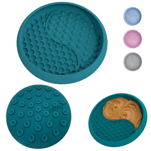 YAMI Dog Lick Bowl, Lick Mat for Dogs, Wet Food Cat Slow Feeder, Freeze Bowl, Enrichment & Puzzle Toy for Anxiety Relief, Food-Grade Silicone, Suction Cups, Dishwasher Fit, for All Breed (Dark Teal)