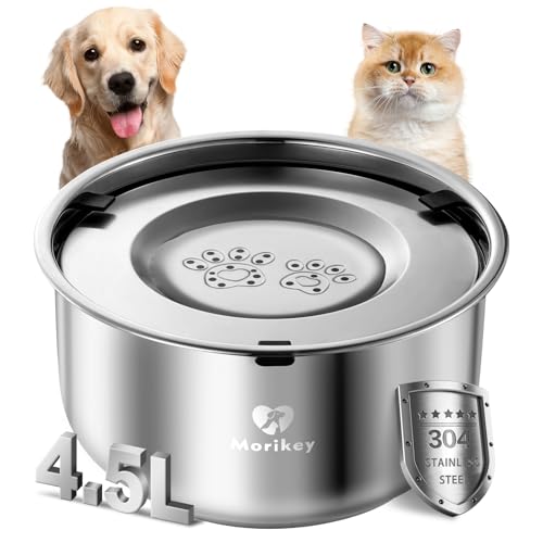 Morikey No Spill Dog Water Bowl 4.5L Stainless Steel