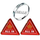 ✅ALL INボタン（2点）： 赤いスペードマークと「ALL IN」の文字が目立つデザイン。三角形のフォルムで場の雰囲気を盛り上げます。オールイン宣言の際に使えば、視覚的にも分かりやすく演出効果も抜群。 ✅ディーラーボタン（1点）： 透明で洗練された印象。テーブル上で目立ちすぎず、それでいて存在感があります。「DEALER」の文字が彫刻されており、本格カジノのような雰囲気に。 ✅自宅でのカジノナイト、ポーカートーナメント、ホームパーティー、ボードゲーム好きの集まりに最適。 本商品があれば、いつも...