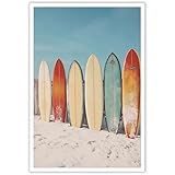 KOEUIRW Vintage Coastal Surf Posters Trendy Preppy Surfboard Canvas Wall Art Summer Beachy Surfing Prints Painting For Girls Home Bedroom Dorm Wall Decor 12x16in Unframed